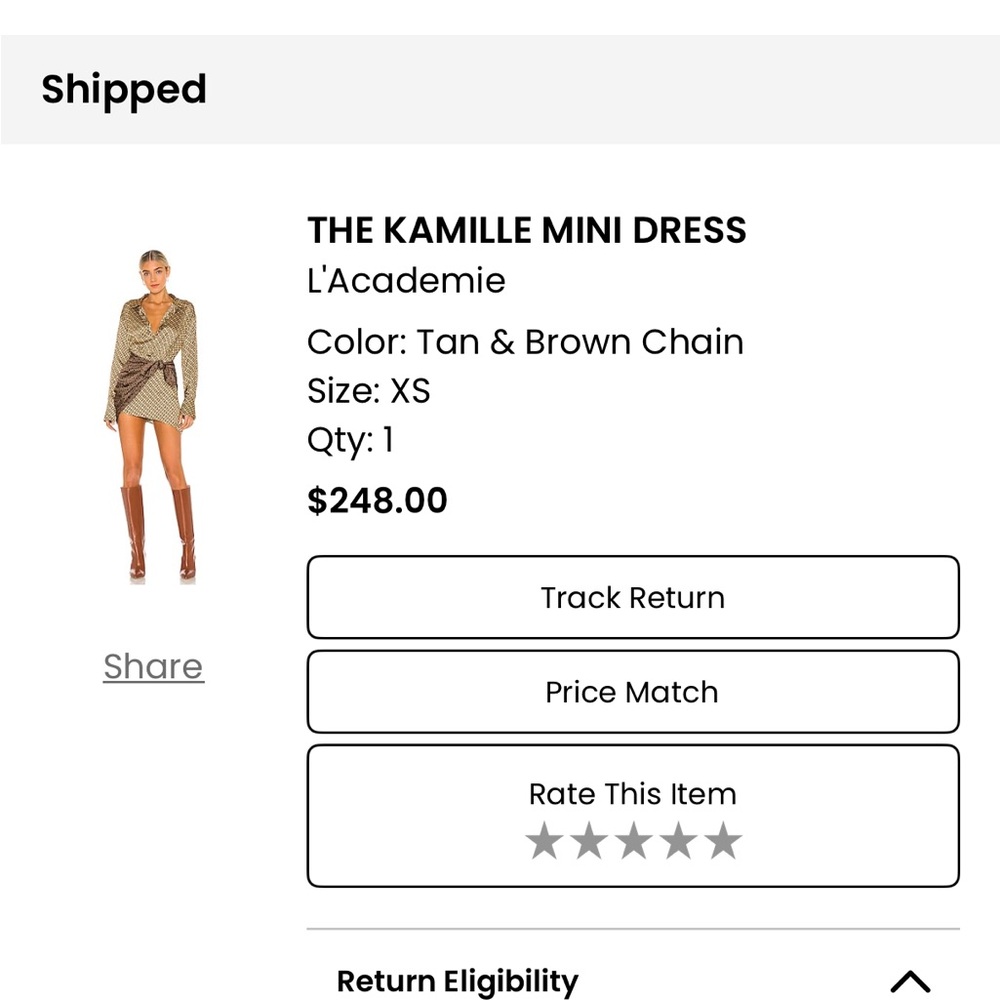 L'Academie Geometric Patterned Dress in Tan and Brown